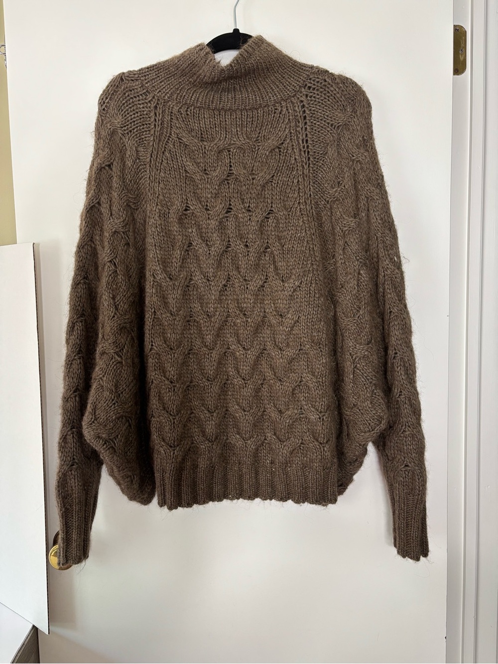 Free People “Your Love” Ribbed Chunky Knit Pullover - Taupe Brown